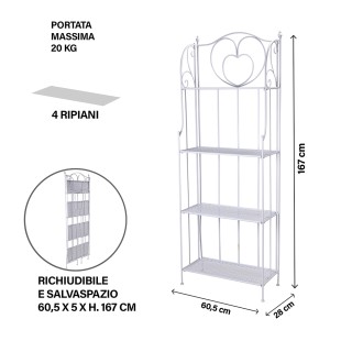 Galileo Ραφιέρα 4 επιπέδων αναδιπλούμενη σε μέταλλο 605x28xΥ167 cm ...