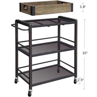 BAKAJI Πολυλειτουργικό Καρότσι Κουζίνας Ξύλο & Μέταλλο 65x33x91cm 0...