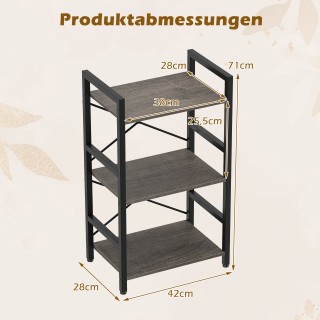 Costway Τριώροφο βιομηχανικό ράφι αποθήκευσης με μεταλλικό σκελετό ...