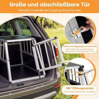 Costway Κλουβί Μεταφοράς Σκύλου Αλουμινίου με Κλειδωτή Πόρτα και Αφ...