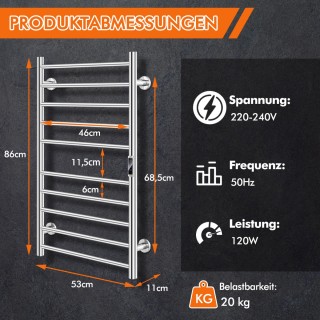 Costway Ηλεκτρική Θερμάστρα Πετσετών με Χρονοδιακόπτη 8 Ωρών & Προσ...