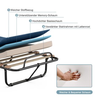 Costway Πτυσσόμενο κρεβάτι με στρώμα Φορητό και τροχήλατο κρεβάτι ε...