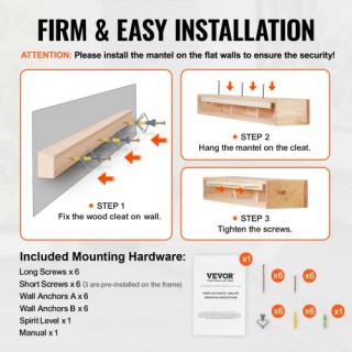 Ξύλινο Μαντεμένιο Ράφι Τζακιού 152 x 20.3 x 15.24cm Φυσικό Ξύλο Ρου... Ξύλινο Μαντεμένιο Ράφι Τζακιού 152 x 20.3 x 15.24cm Φυσικό Ξύλο Ρου...