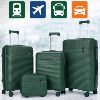 PROVITERA Σετ 3+1 Βαλίτσες Σκληρές με Beauty Case Τρόλεϊ Πράσινο Ελ...