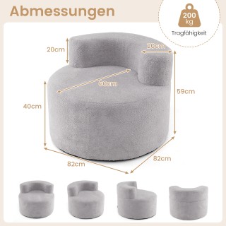 Costway Άνετη Πολυθρόνα Δαπέδου με Επικάλυψη από Απαλό Teddyfleece ...