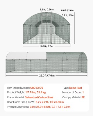 VEVOR Μεγάλο Μεταλλικό Κοτέτσι με Στέρεο Σκελετό και Αδιάβροχη Κάλυ... VEVOR Μεγάλο Μεταλλικό Κοτέτσι με Στέρεο Σκελετό και Αδιάβροχη Κάλυ...