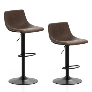 Costway Σετ 2 Ρυθμιζόμενα Περιστρεφόμενα Σκαμπό Μπαρ με Πλάτη και Υ...