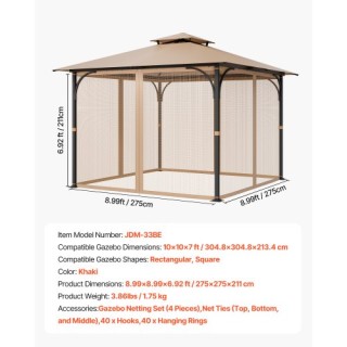 VEVOR Αντικατάσταση Δικτυωτού Πλέγματος για Κιόσκι 10x10x7 ft, Μόνο... VEVOR Αντικατάσταση Δικτυωτού Πλέγματος για Κιόσκι 10x10x7 ft, Μόνο...