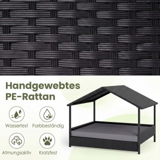 Costway Υπερυψωμένος Καναπές Ρατάν με Κουβούκλιο για Μικρούς και Με...