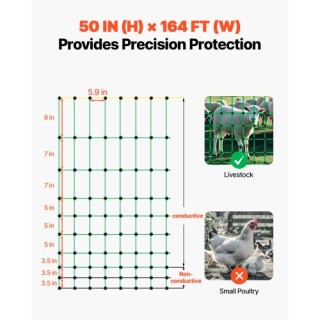 VEVOR Κινητό Δίχτυ Ηλεκτρικής Περίφραξης 50 x 164 για Ζωικό Κεφάλαι...