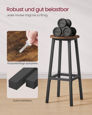 VASAGLE Σετ 2 σκαμπό μπαρ με μεταλλικό σκελετό και υποπόδιο, ύψος 7...