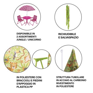 Galileo Σετ κήπου Bimbo τραπεζάκι με ομπρέλα και δύο καρέκλες με σκ...