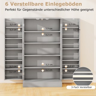 Costway Γκρι Ελεύθερο Μπουφέ-Ντουλάπι Κουζίνας με Πόρτες & Ρυθμιζόμ...