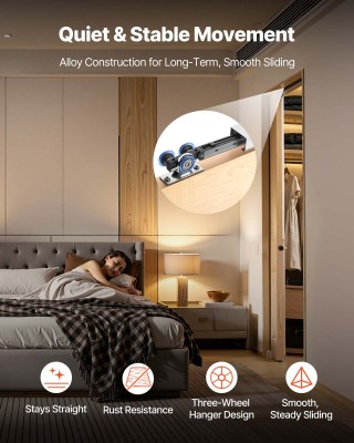 VEVOR Σετ Οδηγού Συρόμενης Πόρτας με Μηχανισμό Απαλού Κλεισίματος, ...