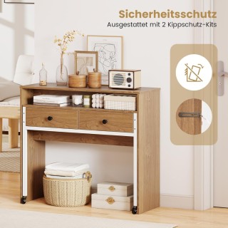 Costway Επεκτάσιμο Γραφείο Υπολογιστή με 2 Συρτάρια & Ρόδες, 100 x ...