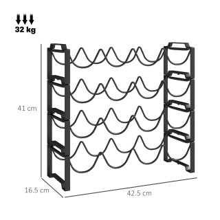 HOMCOM Στοιβαζόμενη μεταλλική θήκη για μπουκάλια με 4 επίπεδα κυμά... HOMCOM Στοιβαζόμενη μεταλλική θήκη για μπουκάλια με 4 επίπεδα κυμά...