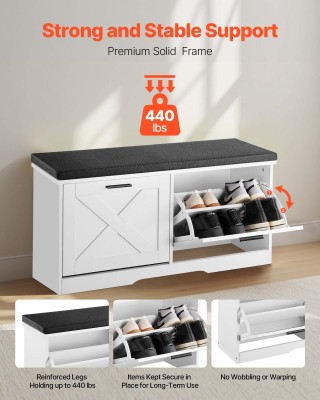 VEVOR Πρακτικός Πάγκος Αποθήκευσης Παπουτσιών με Άνετο Κάθισμα (100...