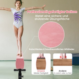 Costway  Ροζ Ρυθμιζόμενη Δοκός Ισορροπίας 226 cm Υψηλού και Χαμηλού...