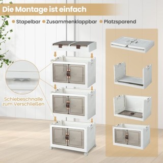 Κουτιά αποθήκευσης με καπάκια και τροχούς COSTWAY JV11446WH Κουτιά αποθήκευσης με καπάκια και τροχούς COSTWAY JV11446WH