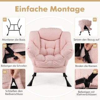 Costway Ροζ Πολυθρόνα Χαλάρωσης με Μπράτσα, Πλαϊνή Τσέπη & Υποπόδιο... Costway Ροζ Πολυθρόνα Χαλάρωσης με Μπράτσα, Πλαϊνή Τσέπη & Υποπόδιο...