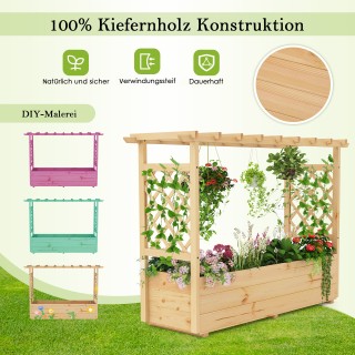 Costway Υπερυψωμένο Κρεβάτι με Πέργκολα & Κρεμαστή Στέγη - Φυτευτικ... Costway Υπερυψωμένο Κρεβάτι με Πέργκολα & Κρεμαστή Στέγη - Φυτευτικ...