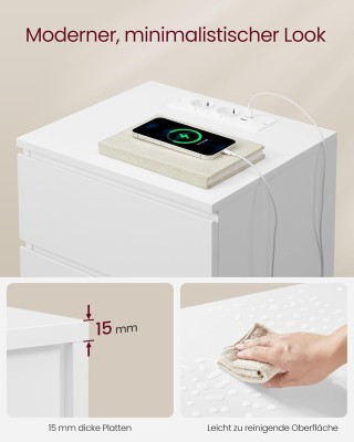 VASAGLE Κομοδίνο 40x35x59cm με Πρίζα και USB Θύρες σε Λευκό Χρώμα L... VASAGLE Κομοδίνο 40x35x59cm με Πρίζα και USB Θύρες σε Λευκό Χρώμα L...