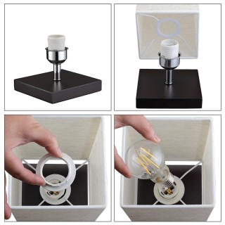 BAKAJI Επιτραπέζιο φωτιστικό κομοδίνου από ξύλο και γκρι ύφασμα 32... BAKAJI Επιτραπέζιο φωτιστικό κομοδίνου από ξύλο και γκρι ύφασμα 32...