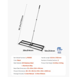 VEVOR Ρυθμιζόμενη Τσουγκράνα Χλοοτάπητα 36x10 με Λαβή 83.9 για Κήπο... VEVOR Ρυθμιζόμενη Τσουγκράνα Χλοοτάπητα 36x10 με Λαβή 83.9 για Κήπο...