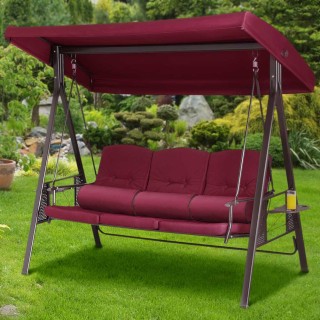 BAKAJI  Κούνια Κήπου Ίμπιζα 3 Θέσεων με Σκίαστρο Μαξιλάρια και Πτυσ...