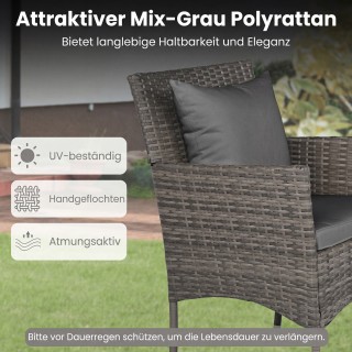 Costway Σετ Επίπλων Κήπου 3 Τεμαχίων για Μπαλκόνι με 2 Καρέκλες Ρατ...