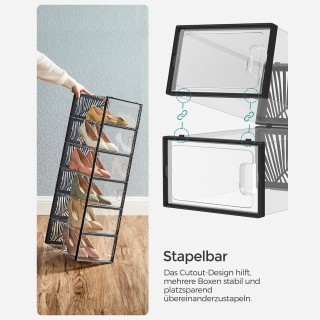 SONGMICS Σετ 18 Κουτιά Αποθήκευσης Παπουτσιών 33 x 23 x 14 cm Μαύρα... SONGMICS Σετ 18 Κουτιά Αποθήκευσης Παπουτσιών 33 x 23 x 14 cm Μαύρα...