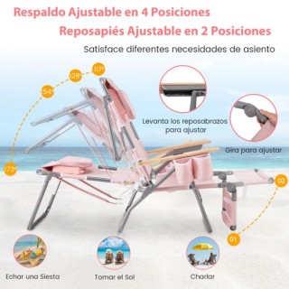 Costway Πτυσσόμενη Ροζ Καρέκλα Παραλίας με Υποπόδιο και Μαξιλάρι NP... Costway Πτυσσόμενη Ροζ Καρέκλα Παραλίας με Υποπόδιο και Μαξιλάρι NP...