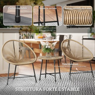 Outsunny Σετ Κήπου 3 Τεμαχίων από Ρατάν PE και Ατσάλι με 2 Οβάλ Καρ... Outsunny Σετ Κήπου 3 Τεμαχίων από Ρατάν PE και Ατσάλι με 2 Οβάλ Καρ...