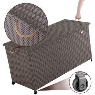 BAKAJI  Κουτί Αποθήκευσης Κήπου Πολυρατάν Αδιάβροχο με 2 Ρόδες Καφέ...