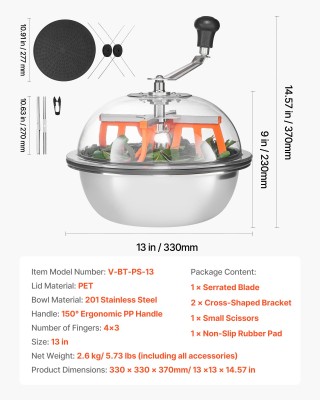 VEVOR Χειροκίνητος Διαμορφωτής Οφθαλμών 13, Υγρός & Ξηρός, 330x330x...