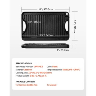 VEVOR Μαντεμένια Αντικολλητική Πλάκα Ψησίματος 14x8.5 Μαύρη SMJP138... VEVOR Μαντεμένια Αντικολλητική Πλάκα Ψησίματος 14x8.5 Μαύρη SMJP138...