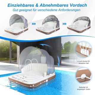 Costway Πλωτό Νησί με Αφαιρούμενη Τέντα και Αντηλιακή Προστασία 50+...