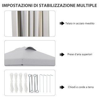 Outsunny Πτυσσόμενο Κιόσκι 3x3 m με Ρυθμιζόμενο Ύψος σε 3 Επίπεδα, ...