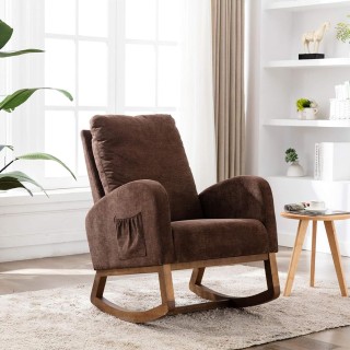 Shally Dogan Καφέ Κουνιστή Πολυθρόνα από Ύφασμα με Ξύλινη Κατασκευ... Shally Dogan Καφέ Κουνιστή Πολυθρόνα από Ύφασμα με Ξύλινη Κατασκευ...