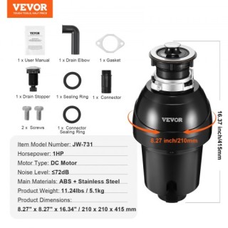 VEVOR  Απορριμματοφάγος 1 HP 3960 RPM EZ Connect  GDLJCLQ1HPZLCUQZ7V2
