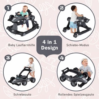 Costway Περπατούρα 4 σε 1 Πτυσσόμενη με Ρυθμιζόμενο Ύψος έως 15 κιλ...