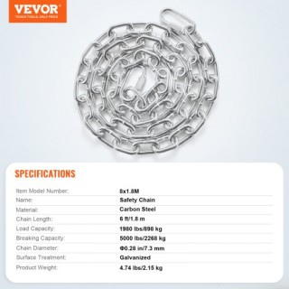 Αλυσίδα VEVOR Ψευδαργύρου 5/16 x 6 1980 lbs  WGAQLTG6FT14XEPVVV0