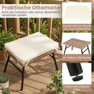 Costway Καρέκλα Αυγού από Ρατάν με Υποπόδιο - Ξαπλώστρα Κήπου & Καθ...