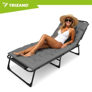 Trizand Πτυσσόμενη Ξαπλώστρα Κήπου με Μαξιλάρι, Ρυθμιζόμενη, Γκρι 2... Trizand Πτυσσόμενη Ξαπλώστρα Κήπου με Μαξιλάρι, Ρυθμιζόμενη, Γκρι 2...