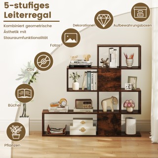 Costway Σύγχρονο 5-ώροφος Ξύλινος Χωριστής Στυλ Σκάλας για Βιβλία 1... Costway Σύγχρονο 5-ώροφος Ξύλινος Χωριστής Στυλ Σκάλας για Βιβλία 1...