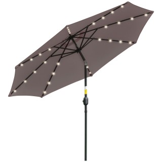 Outsunny Ανακλινόμενη Ομπρέλα Κήπου Ø265 cm με 32 Ηλιακά Φώτα LED κ...