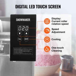 VEVOR  Επαγγελματική Μηχανή Πάγου Snowflake 385LBS/24H Ανοξείδωτη γ...