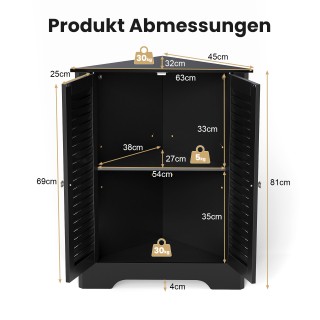 Costway Γωνιακή Ντουλάπα Μπάνιου με Πόρτα Καφασωτού και Ρυθμιζόμενο...