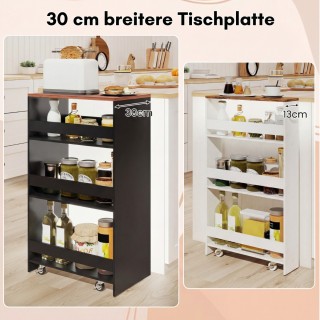 Costway 30εκ. Φαρδύς Εργονομικός Τροχήλατος Ράφι Κουζίνας με Λαβή &...