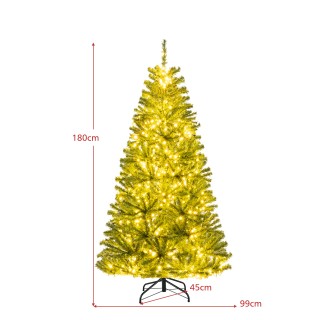 Costway Φωτιζόμενο Τεχνητό Χριστουγεννιάτικο Δέντρο 180 εκ. με 700 ...